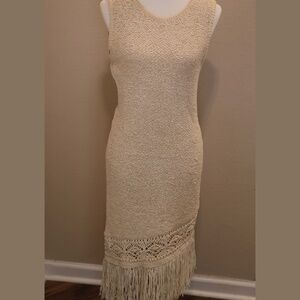 A-line Ecru Knitted Dress